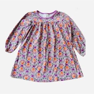 Hanna Andersson Long Sleeve Playground dress Purple & Orange Patterned Size 6